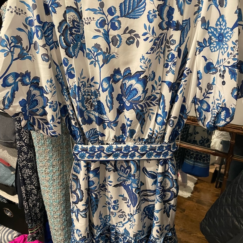 Floral Blue and White Dress